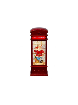 Kurt Adler 8.5" Battery-operated Led Water Phone Booth With Santa