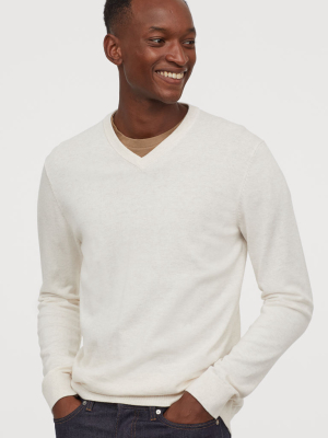 V-neck Cotton Sweater