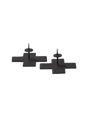 Black Icon Taper Candle Holder