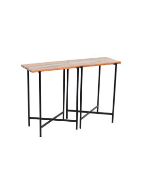 48" Rivers Edge Acacia Wood And Acrylic Console/entryway Table Brown - Alaterre Furniture