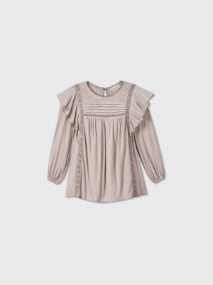 Women's 3/4 Sleeve Ruffle Detail Knit Top - Knox Rose™