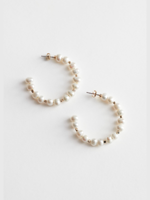 Organic Pearl Open Hoop Earrings