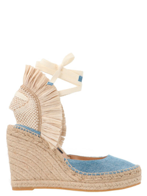 Sergio Rossi Mahe Denim Ankle Strap Wedges