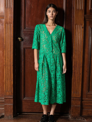 Monarchy Dress - Pea Green Lace