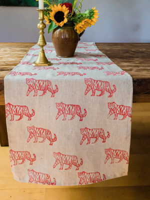 Linen Table Runner In Tiger Ombré