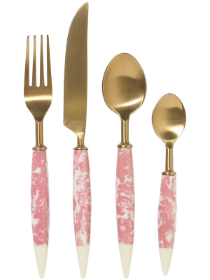 Pink Marble Cutlery Set Of 8