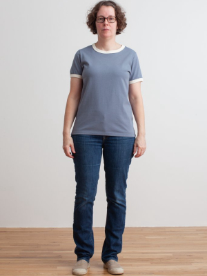 Ringer Tee - Solid Slate Blue