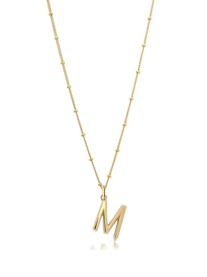 M Initial Necklace - Gold