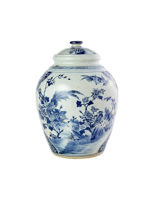 Large Brushed Porcelain Jar