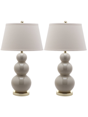 Set Of 2 Pamela Triple Gourd Lamp (includes Led Light Bulb) Light Gray - Safavieh