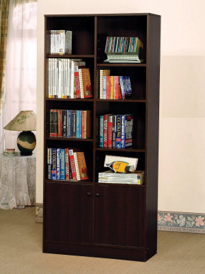 71" Verden Bookcase With 2 Doors Espresso Brown - Acme Furniture