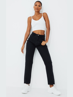 Prettylittlething Straight Leg Washed Black Jean