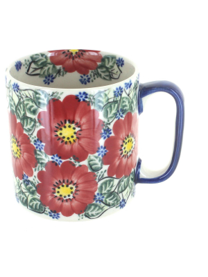 Blue Rose Polish Pottery Crimson Brocade Coffee Mug