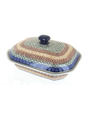 Blue Rose Polish Pottery Athena Medium Covered Baking Dish