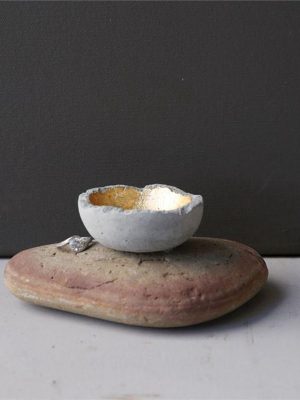 Decorative Cement Bowl W/ Gold Detail