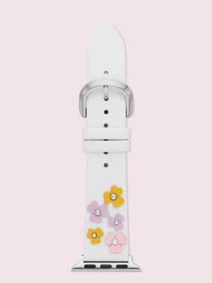 Floral Appliqué White Leather 38/40mm Band For Apple Watch®