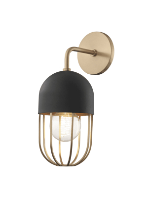 Haley 1 Light Wall Sconce - Aged Brass/black