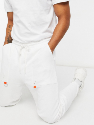 Asos Design Oversized Sweatpants In White With Color Block Panels And Trim Detail