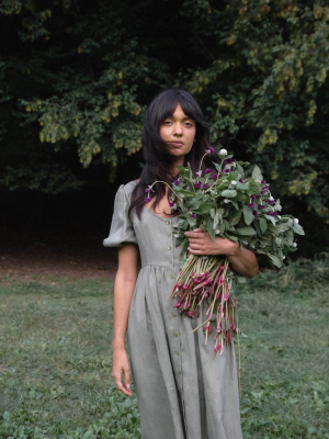 Maeve Dress In Sage Linen