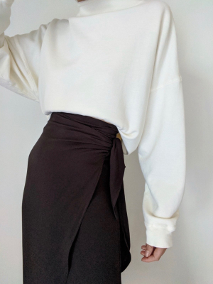 Na Nin Bobbie Rayon Twill Wrap Skirt / Available In Black