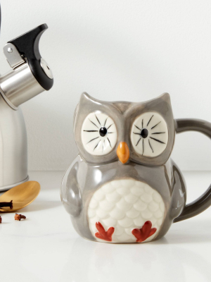 11.4oz Stoneware Owl Mug Gray - Threshold™