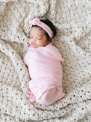 Pink Heather Swaddle Headband Set