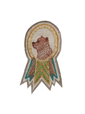 Coral And Tusk Bear Badge Pin