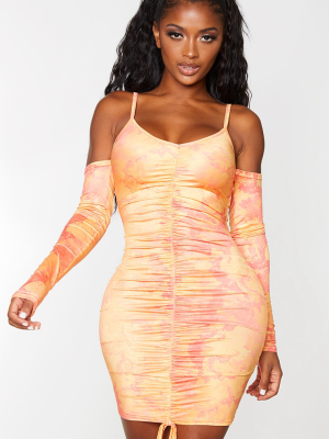 Shape Orange Tie Dye Slinky Cut Out Ruched...