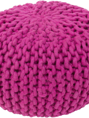 Fargo Wool Pouf In Bright Purple Color