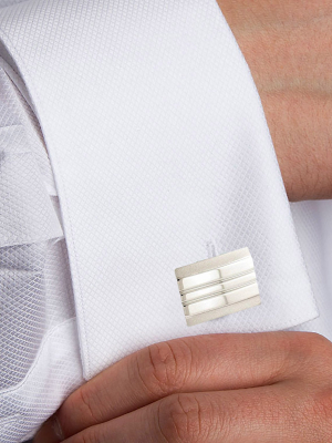 Cl063102 | Sterling Silver Lined Rectangle Cufflinks