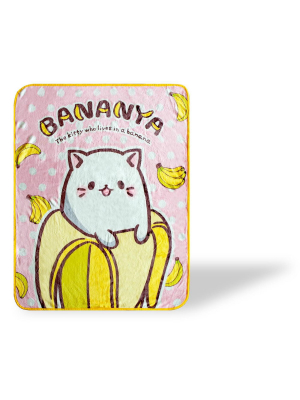 Just Funky Bananya The Banana Cat Large Anime Fleece Throw Blanket | 60 X 45 Inches