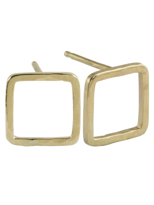 Julez Bryant Pesh Square Post Earrings - 14k Yellow Gold