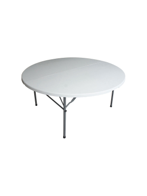 Plastic Development Group Tgt823 Outdoor/indoor 5 Foot Diameter Fold In Half Plastic Resin Round Folding Banquet, Dining, Card Table, White