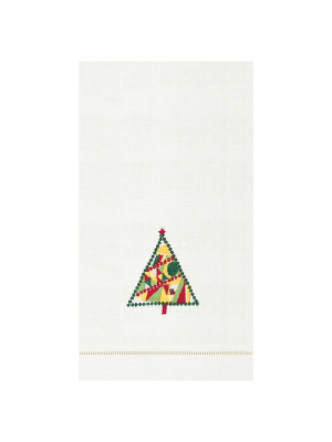 C&f Home Festive Tree Hemstitch Guest Towel A/2