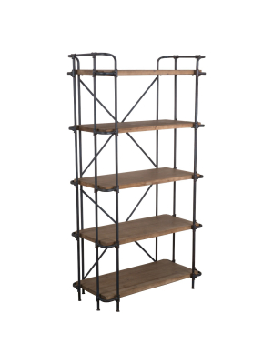 Yorktown 66.75" 5-shelf Industrial Bookcase Brown - Christopher Knight Home