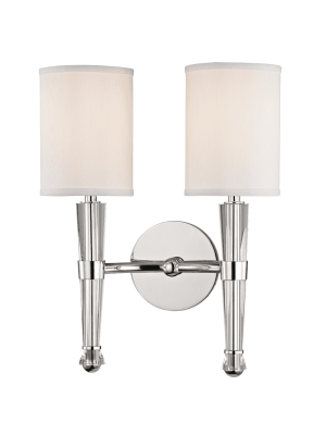 Volta 2 Light Wall Sconce Polished Nickel