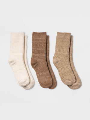 Women's 3pk Textured Crew Socks - Universal Thread™ 4-10