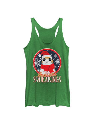 Women's Star Wars The Last Jedi Season Squeakings Porg Racerback Tank Top