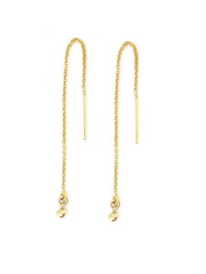 Gold Ball Threader Earrings