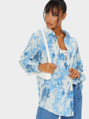 Bright Blue Tie Dye Oversized Shirt