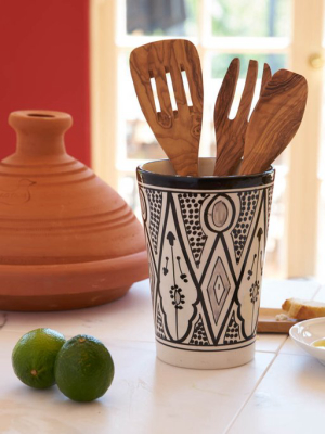 Tapis Design Vase/utensil/wine Holder, Black And White