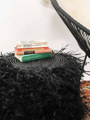 Fringed Black Stool