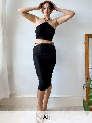 Vesper Tall Cut Out Midi Pencil Skirt In Black
