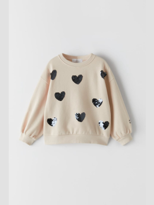 Sequin Hearts Sweatshirt