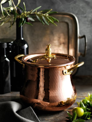 Ruffoni Historia Hammered Copper Stock Pot With Pineapple Knob, 5 1/2qt