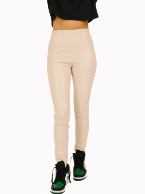 Off White Leather Ankle Legging