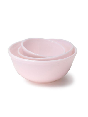 3-piece Pink Glass Mixing Bowl Set