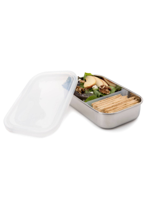 U-konserve Divided Rectangle Stainless Steel Container 25oz - Clear Plastic Lid