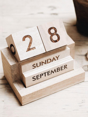 Mango Wood Desk Calendar