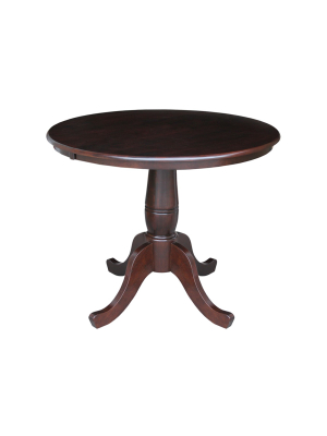 36" Round Top Pedestal Table Dark Brown - International Concepts